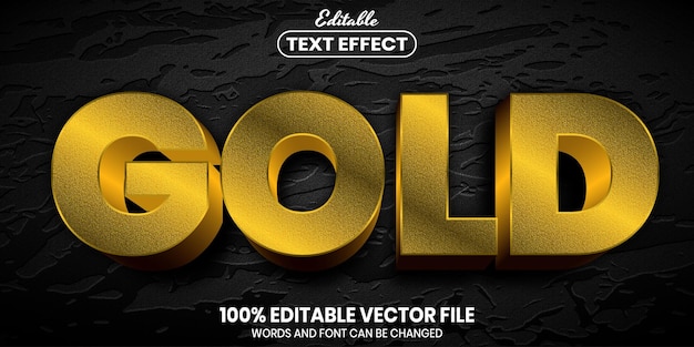 Gold text, font style editable text effect