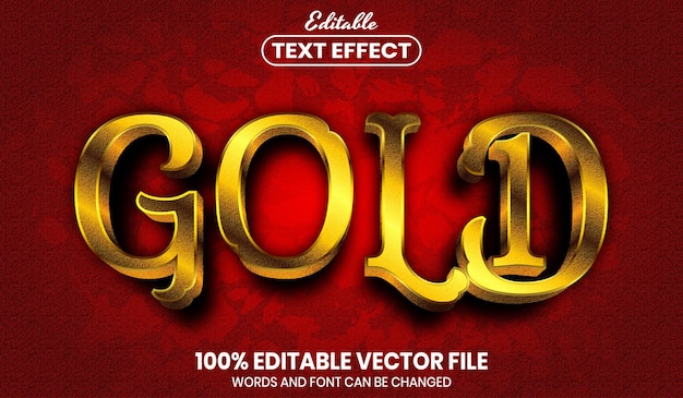 Gold text, font style editable text effect