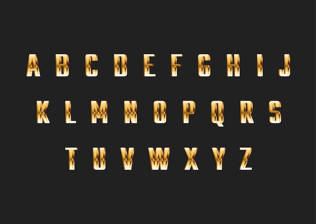 Alfabeto di carattere moderno sottile oro