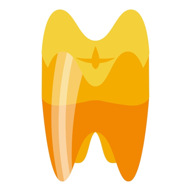 Gold tooth icon isometric vector Dental care Oral brush