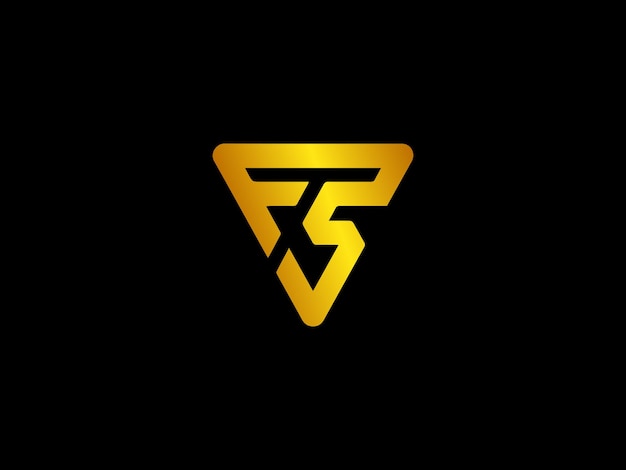 A gold triangle logo with the letters fs on a black background