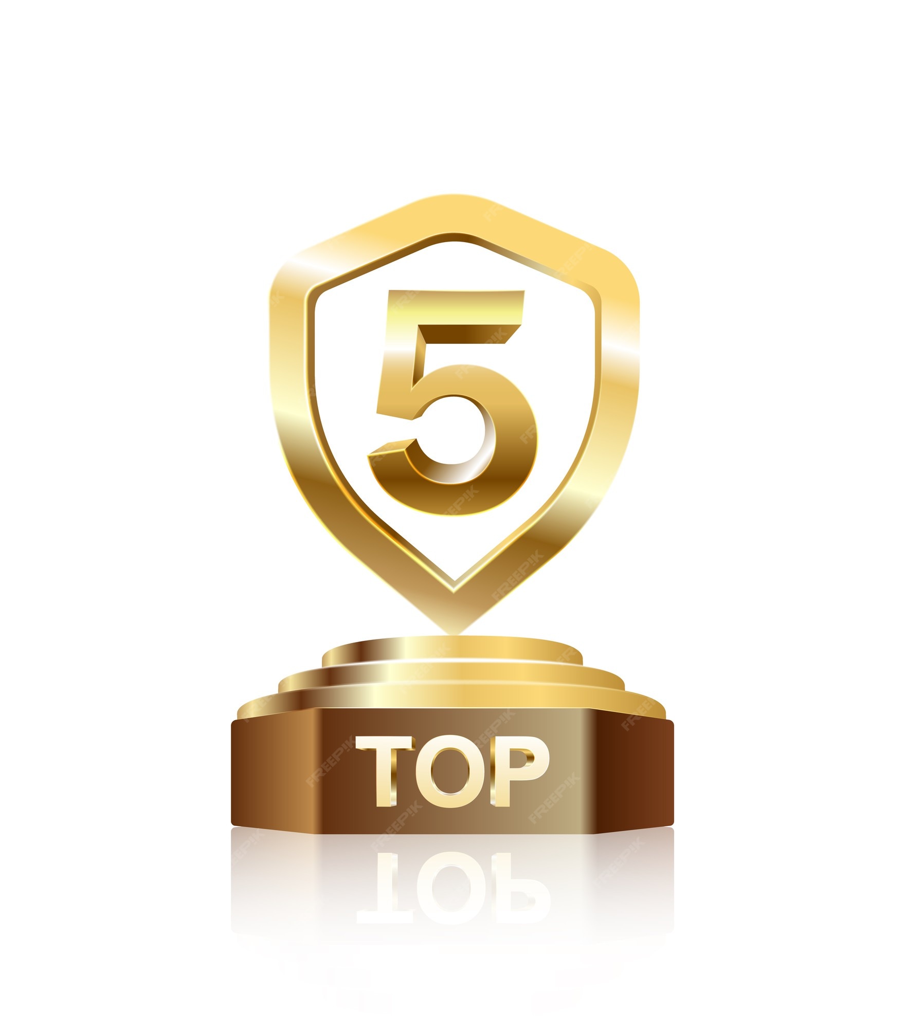 Premium Vector | Gold Trophies Top 5 On Podium