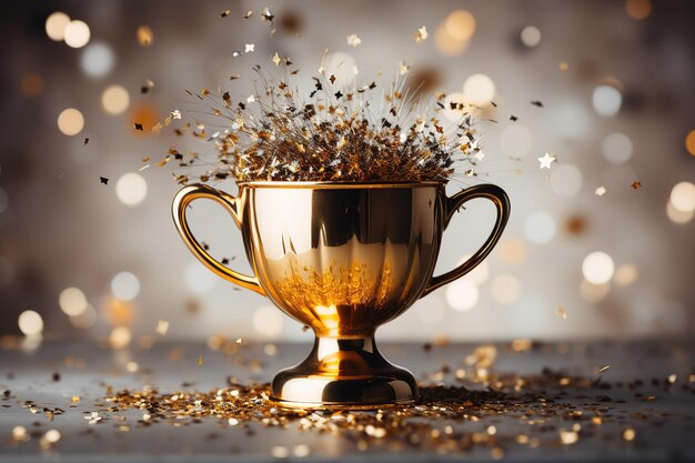 Vector gold trophy for champion cup isolated on white background this has clipping path