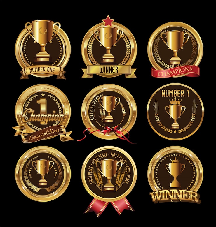 Vector gold trophy and medal