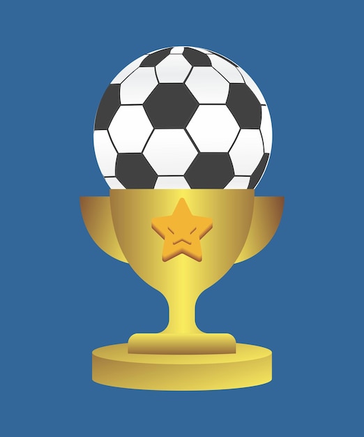 그 위에 별이 있고 그 위에 축구가 있는 금 트로피