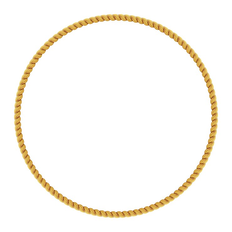 Vector gold twisted rope circle frame round rope border