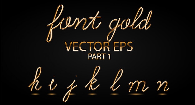 Vector gold typeset with rounded metallic shapes