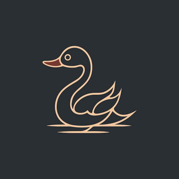 Gold Vector Illustration of a Duck line