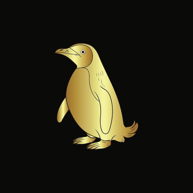 Gold Vector Illustration of a Penguin