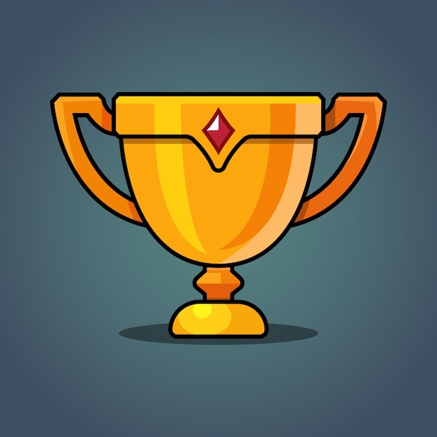 Gold vector trophy with beautiful gem