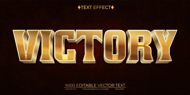 Vector gold victory editable vector 3d text effect