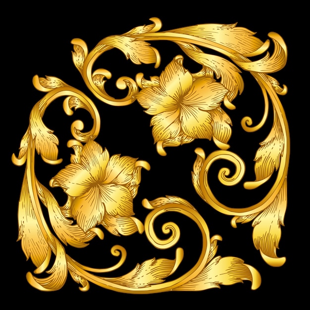 Vector gold vintage baroque frame scroll