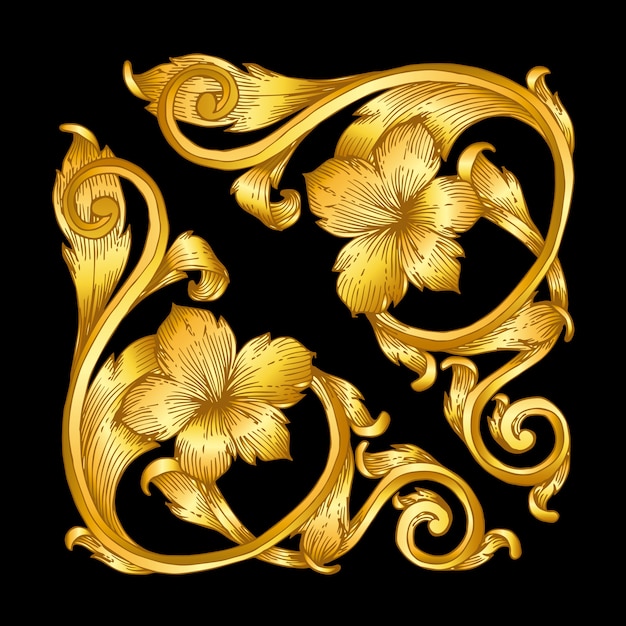 Vector gold vintage baroque frame scroll