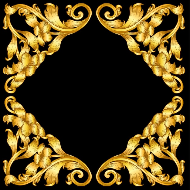 Vector gold vintage baroque frame scroll