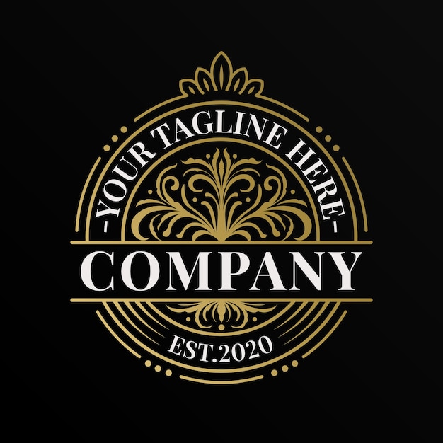 gold vintage circle unique logo and label template