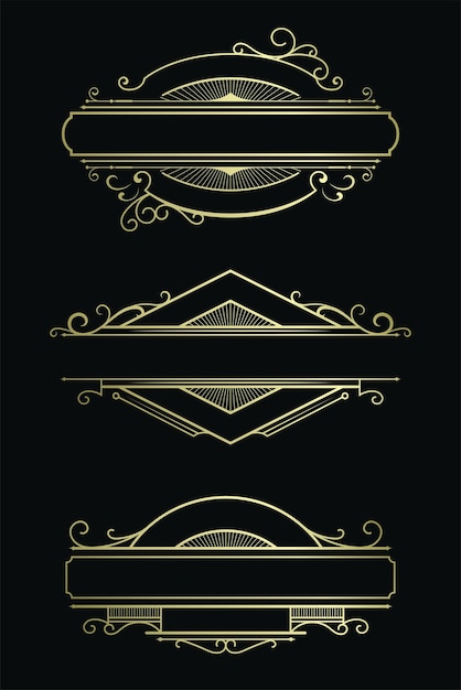 Vector gold vintage elegant label frame template