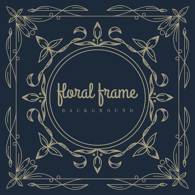 Gold vintage floral frame background