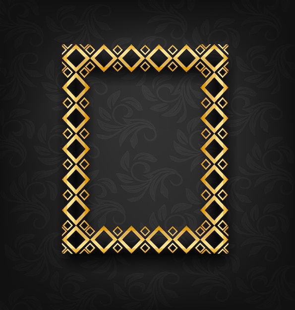 Gold vintage frame on black wall