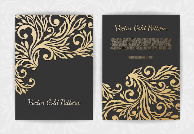 Gold vintage greeting card on black