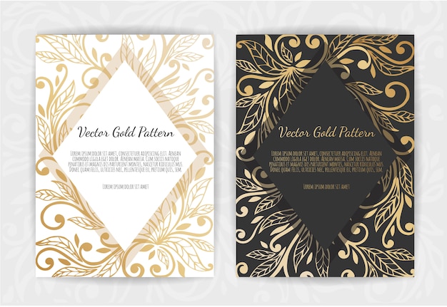 Vector gold vintage greeting card on black