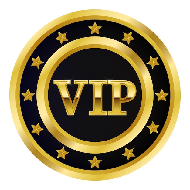 Gold VIP stamp sticker with Stars vector illustration