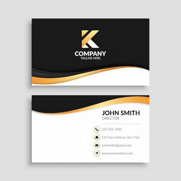 Gold wave business card template