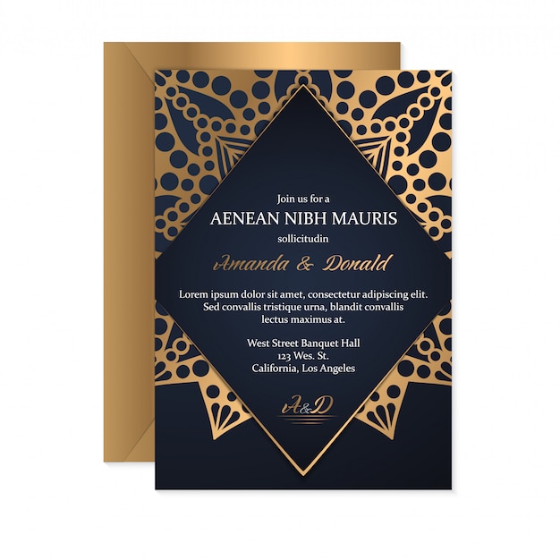 Vector gold wedding card