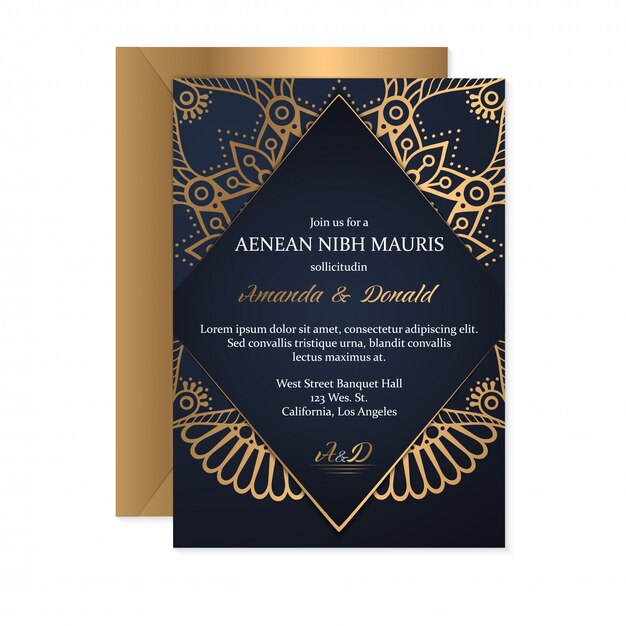 Vector gold wedding card