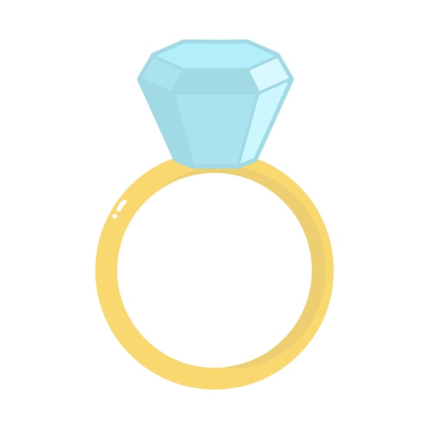 Золотое обручальное кольцо с бриллиантом. элегантный предмет или красивый аксессуар для предложения руки и сердца или свадебной церемонии. красочные векторные иллюстрации