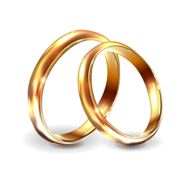 Vector gold wedding rings  realistic engagement