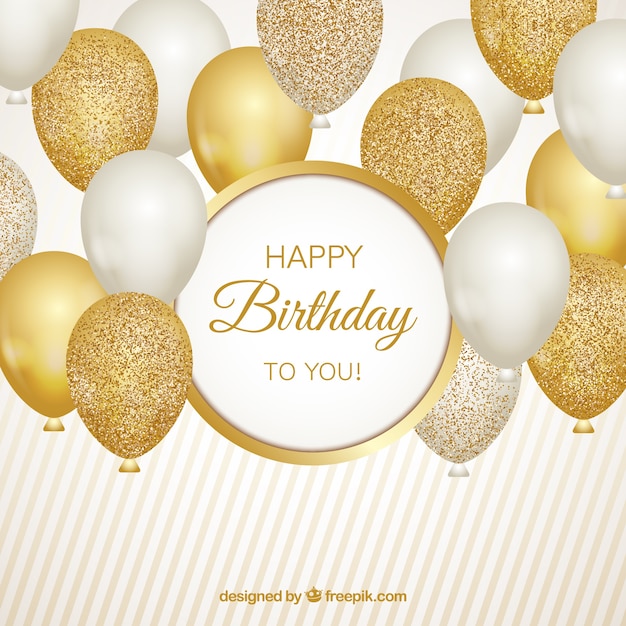 Gold and white balloons background