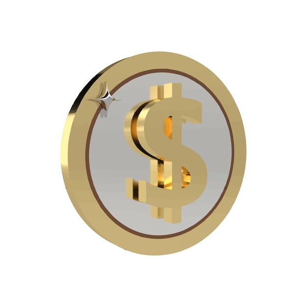 Vector a gold and white coin with a dollar sign on it