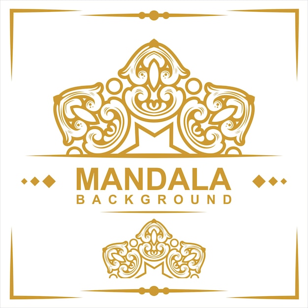 A gold and white sign for a manda background.