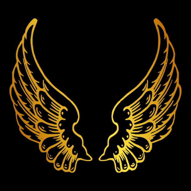 Gold wings on a black background