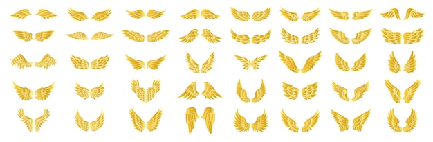 Vector gold wings icon set wings icons collection badges of wings bird wings angel wings elements vector illustration