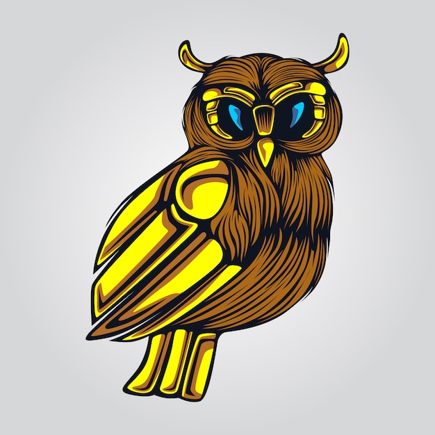 Gold wings owl artwork