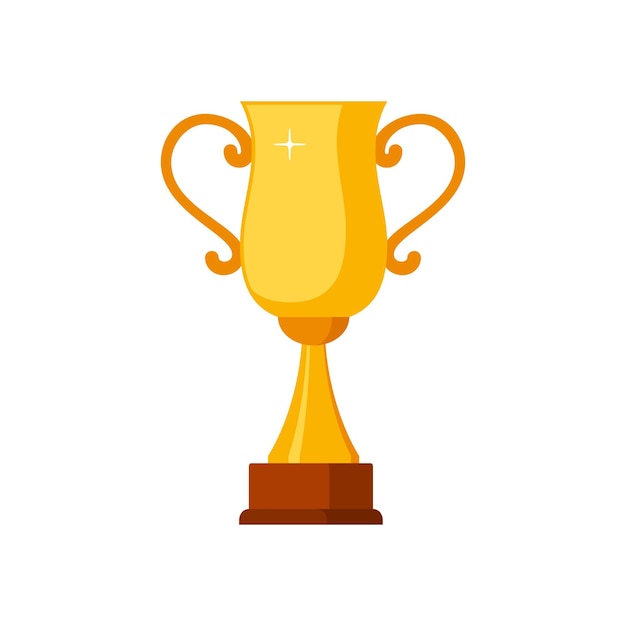 Gold winner cup with wooden base isolated on white background Gold prize award icon