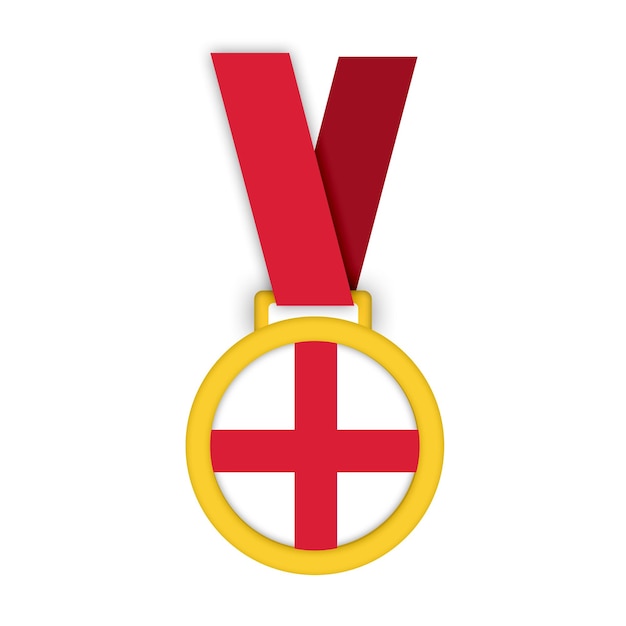 Gold Winners Medal with England National Flag First Place Achievement