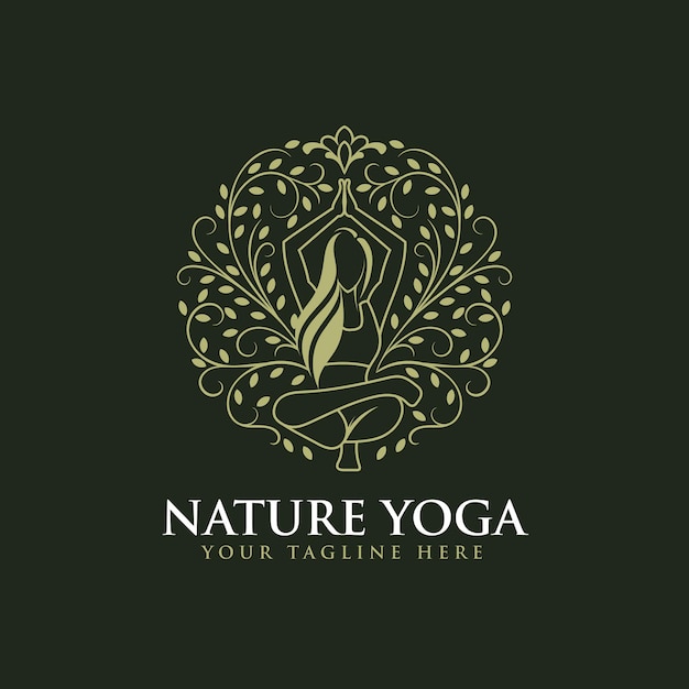 Gold woman yoga logo design