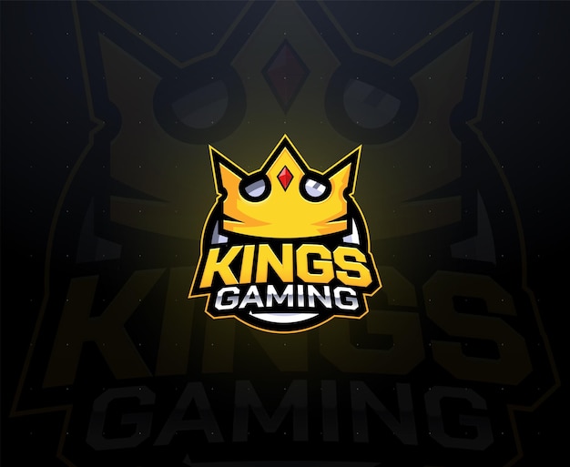 Gold yellow king crown gaming mascot logo