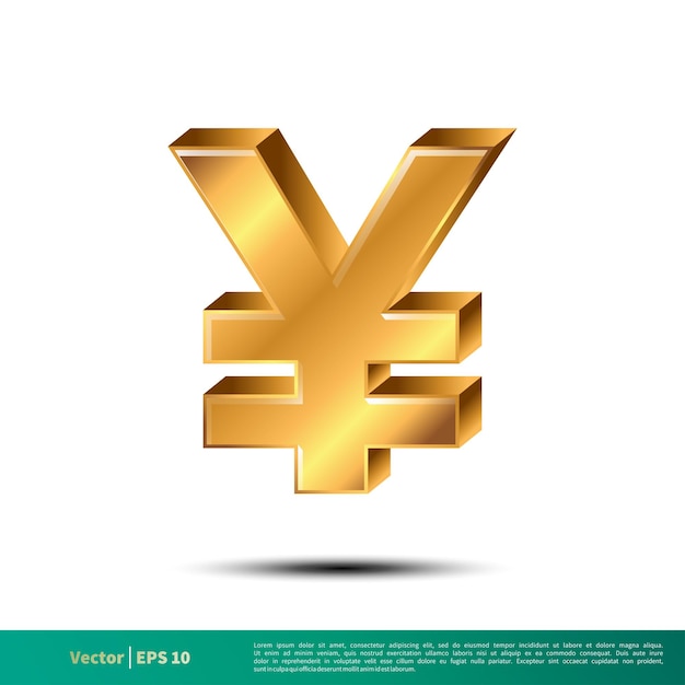 Vettore icona segno yen oro modello logo vettoriale disegno illustrazione eps vettoriale 10