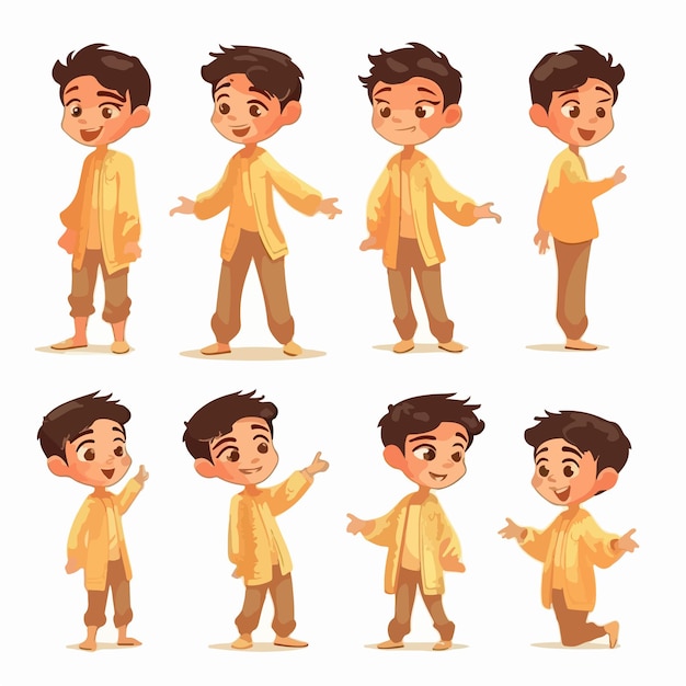 Vector goldclothed little boy vector illustration multipose