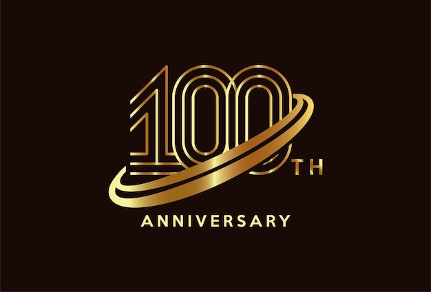 Golden 100 year anniversary celebration logo design inspiration