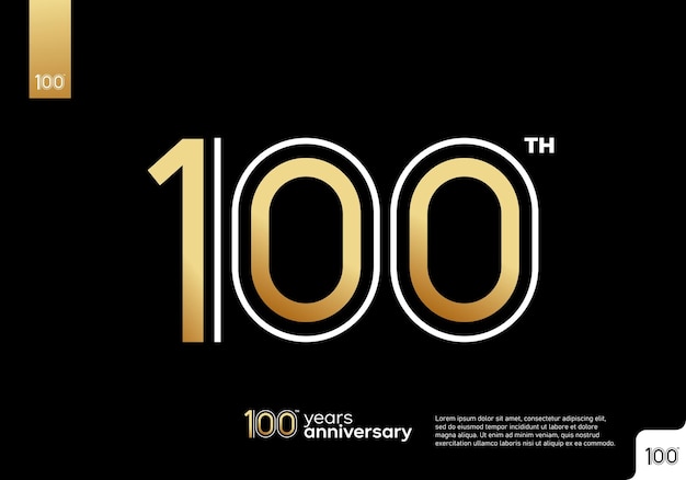 Golden 100th anniversary celebration logotype on black background