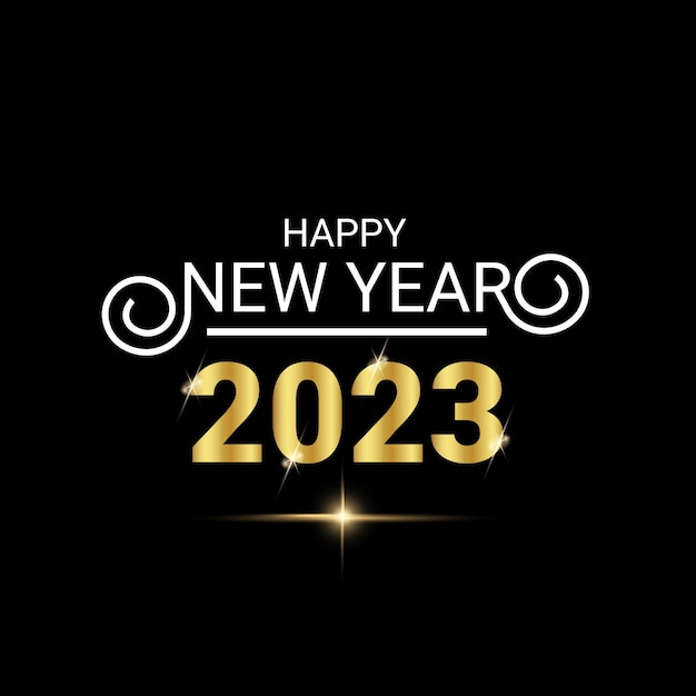 Golden 2023 happy new year lettering