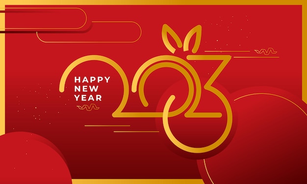 Golden 2023 happy new year with red background