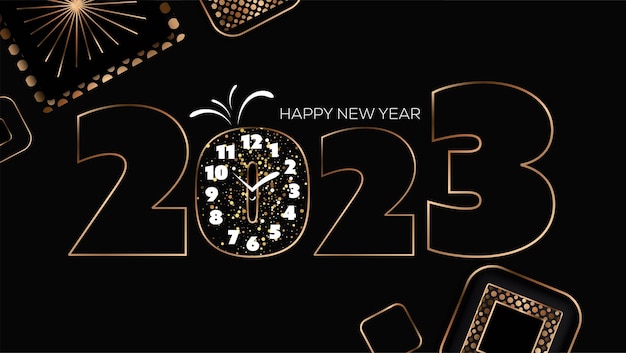 Vector golden 2023 new year banner