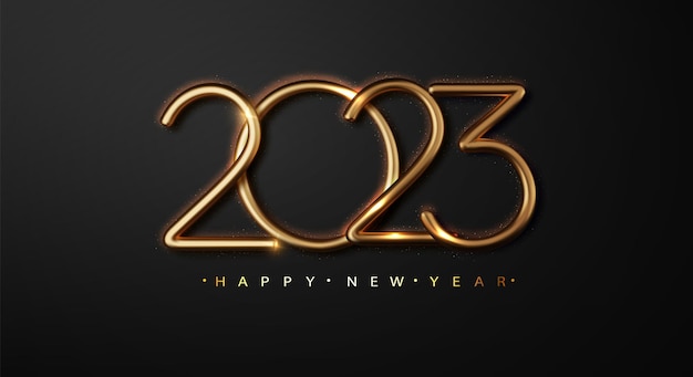 Golden 2023 New Year on black background Holiday design card for greeting card invitation calendar etc