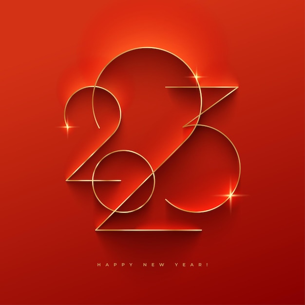 Vettore tipografia dorata del nuovo anno 2023. design festivo per invito, calendario, biglietto di auguri, ecc.