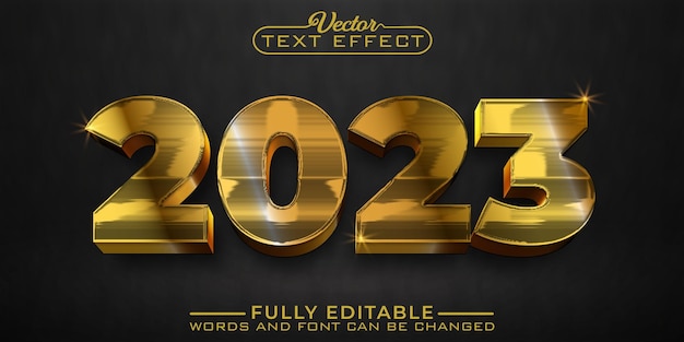 Golden 2023 Vector Editable Text Effect Template